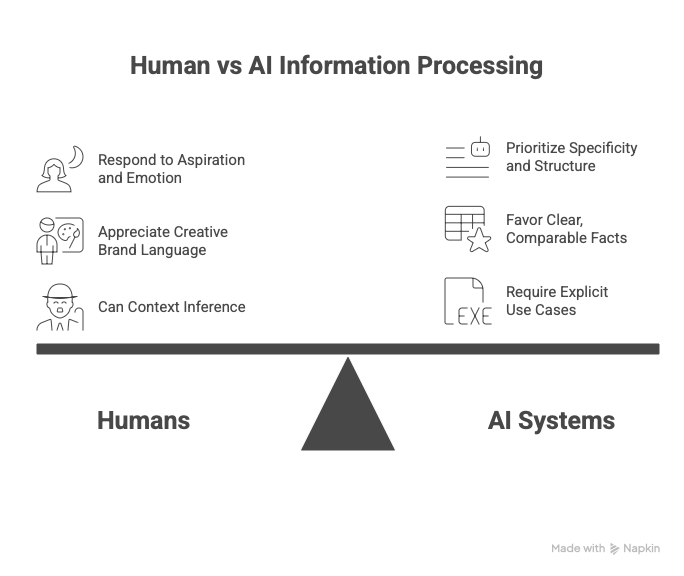 Positioning Research for AI Search Visibility - AI vs. Humans consume information